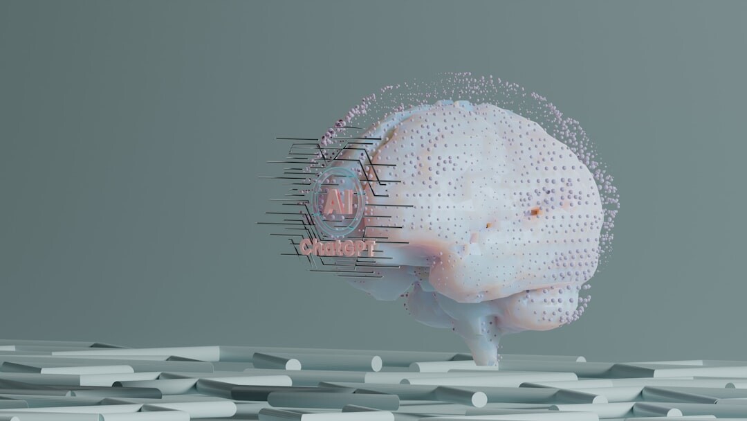 AI research visualization with brain and data streams