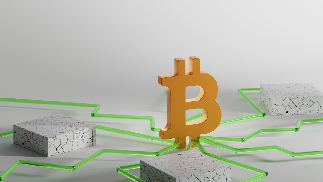 Blockchain technology visualization with connected blocks
